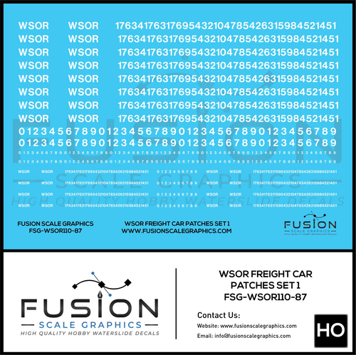 HO Scale Wisconsin & Southern WSOR White Freight Car Patching Decal Set V1 Fusion Scale Graphics