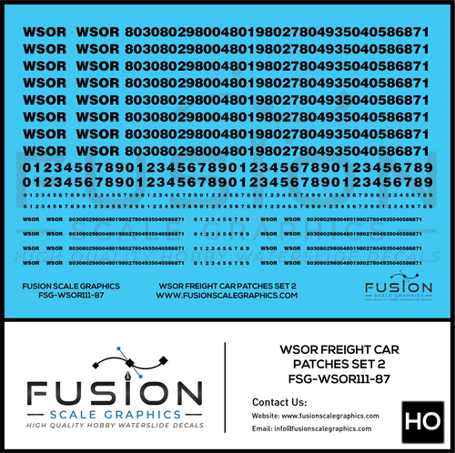 HO Scale Wisconsin & Southern WSOR Black Freight Car Patching Decal Set V2 Fusion Scale Graphics