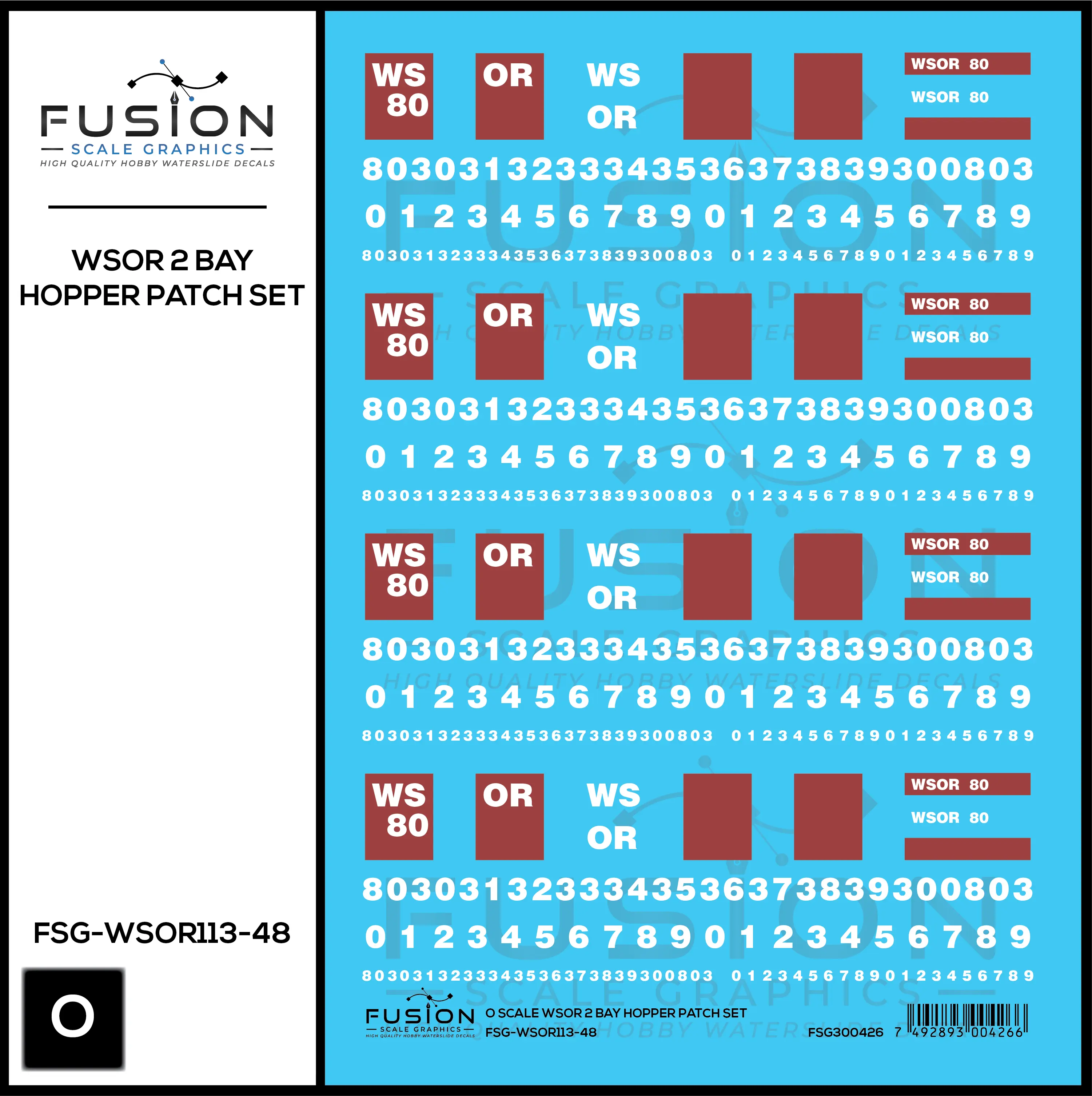 O Scale Wisconsin & Southern 2 Bay Hopper Patching Decal Set Fusion Scale Graphics