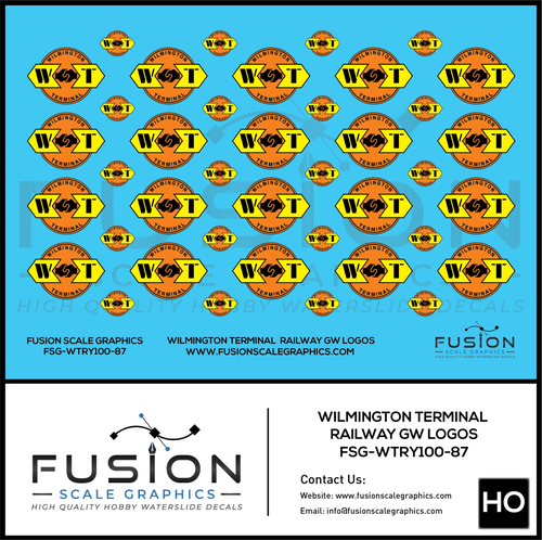 HO Scale Wilmington Terminal Railroad Logos Decal Set Fusion Scale Graphics