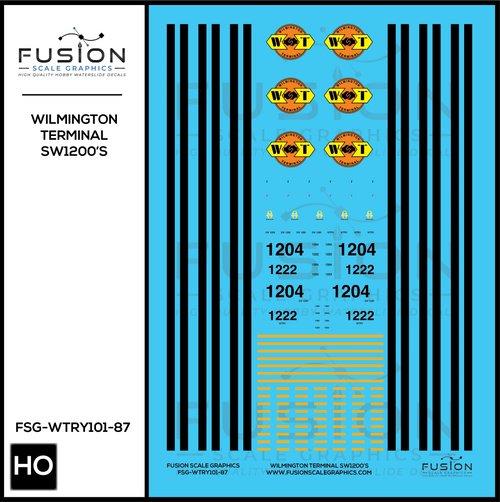HO Scale Wilmington Terminal Railroad SW1200 Decal Set Fusion Scale Graphics