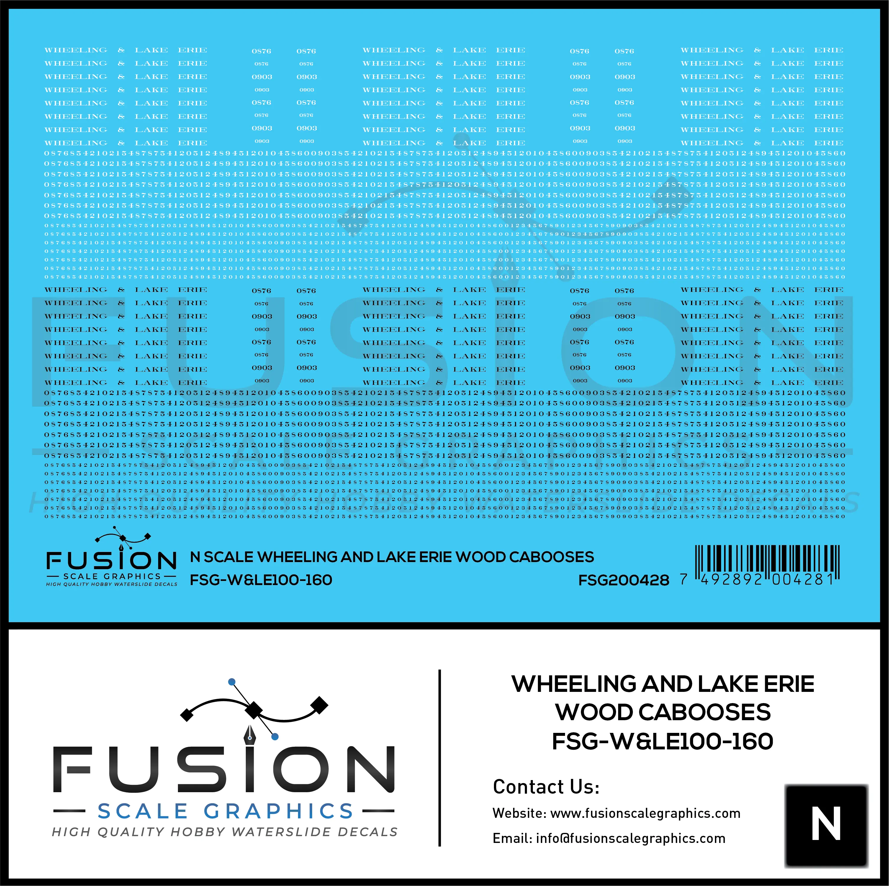 N Scale Wheeling & Lake Erie Wood Cabooses Decal Set Fusion Scale Graphics