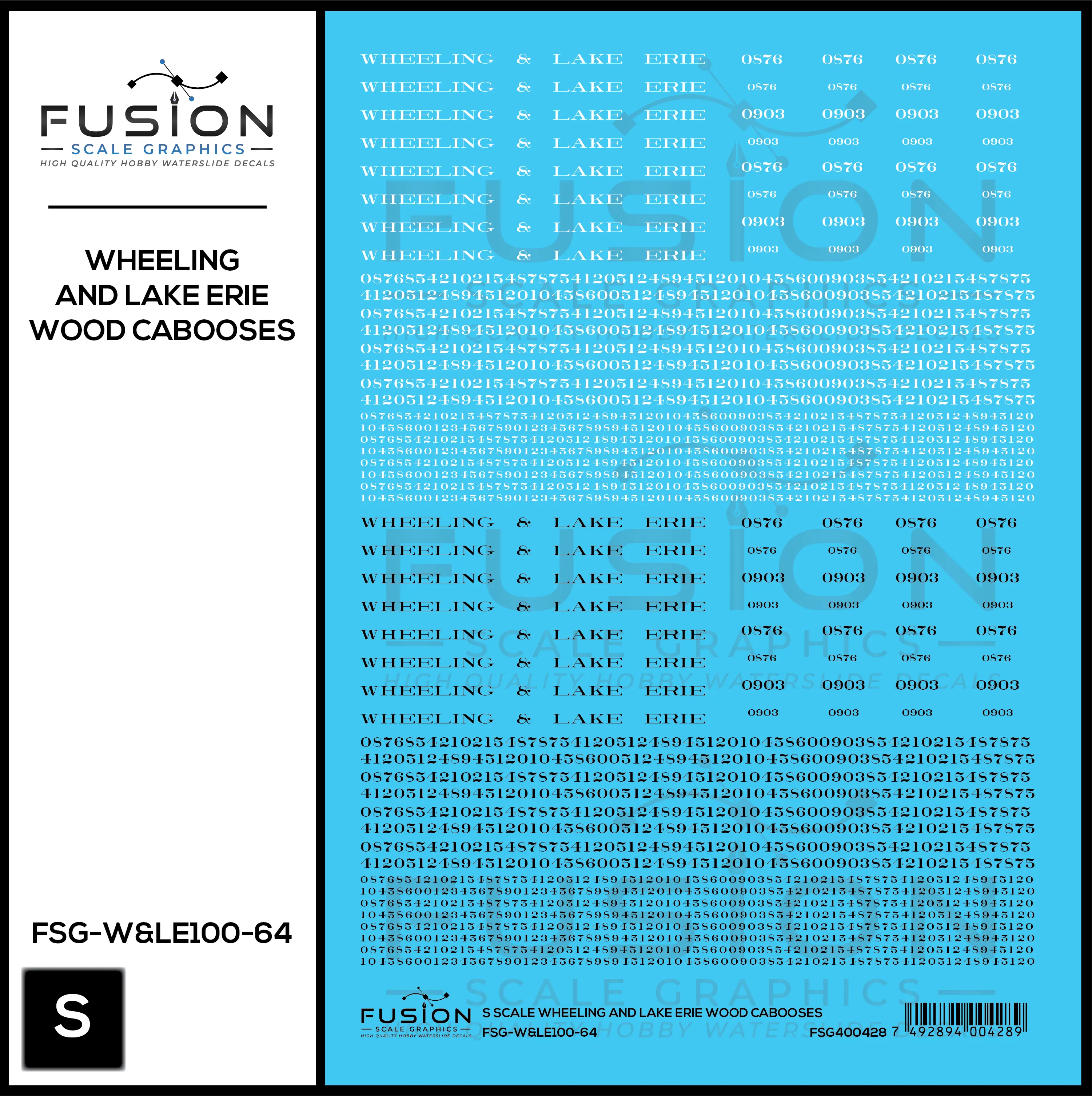 S Scale Wheeling & Lake Erie Wood Cabooses Decal Set Fusion Scale Graphics