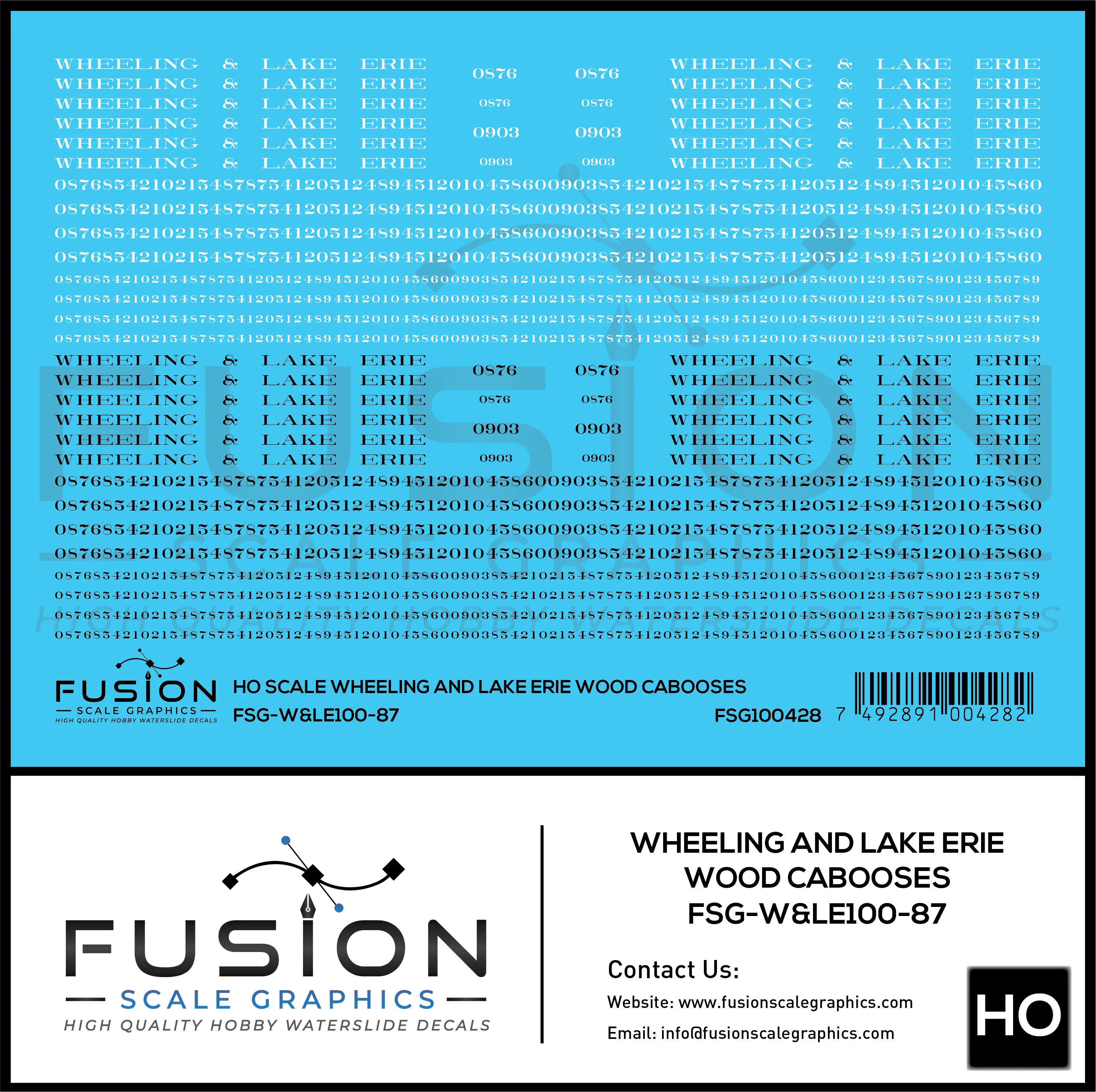 HO Scale Wheeling & Lake Erie Wood Cabooses Decal Set Fusion Scale Graphics