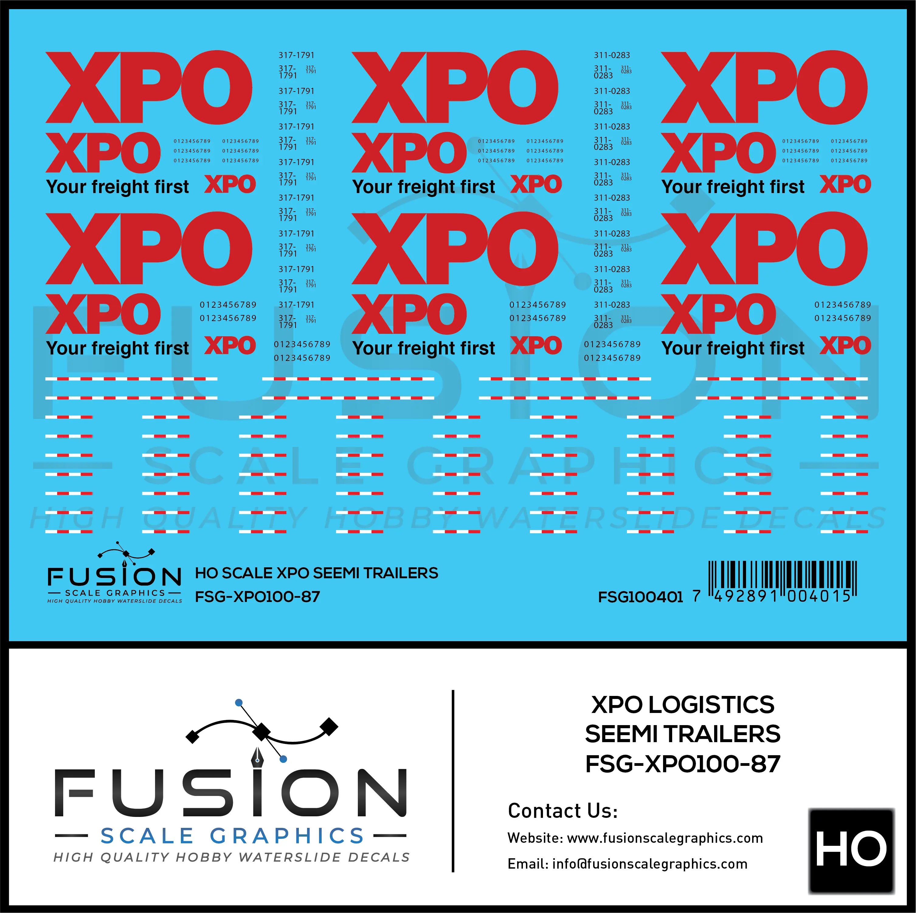 HO Scale XPO Semi Truck Trailer Decal Set Fusion Scale Graphics
