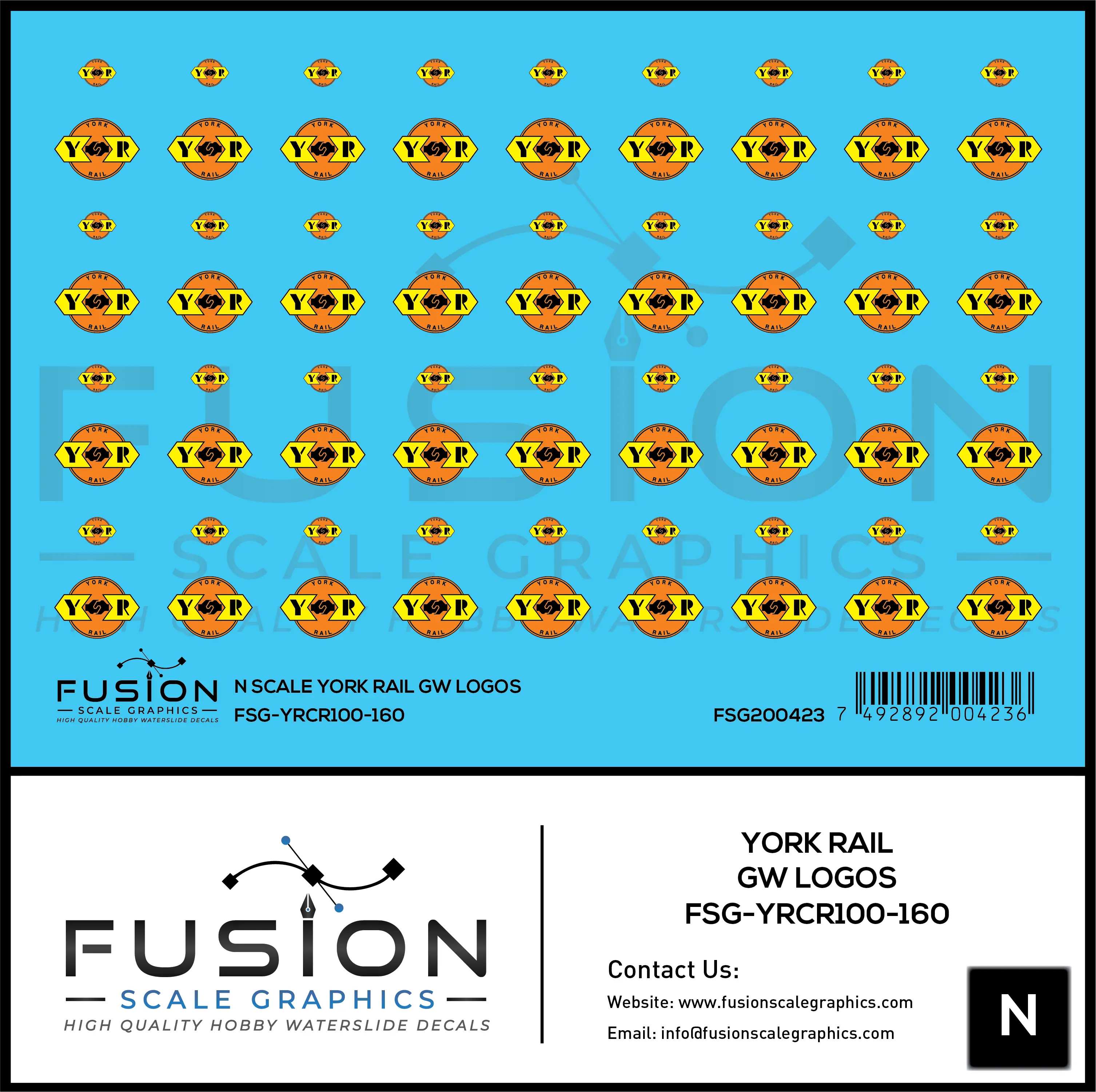 N Scale York Rail GW Logos Decal Set Fusion Scale Graphics