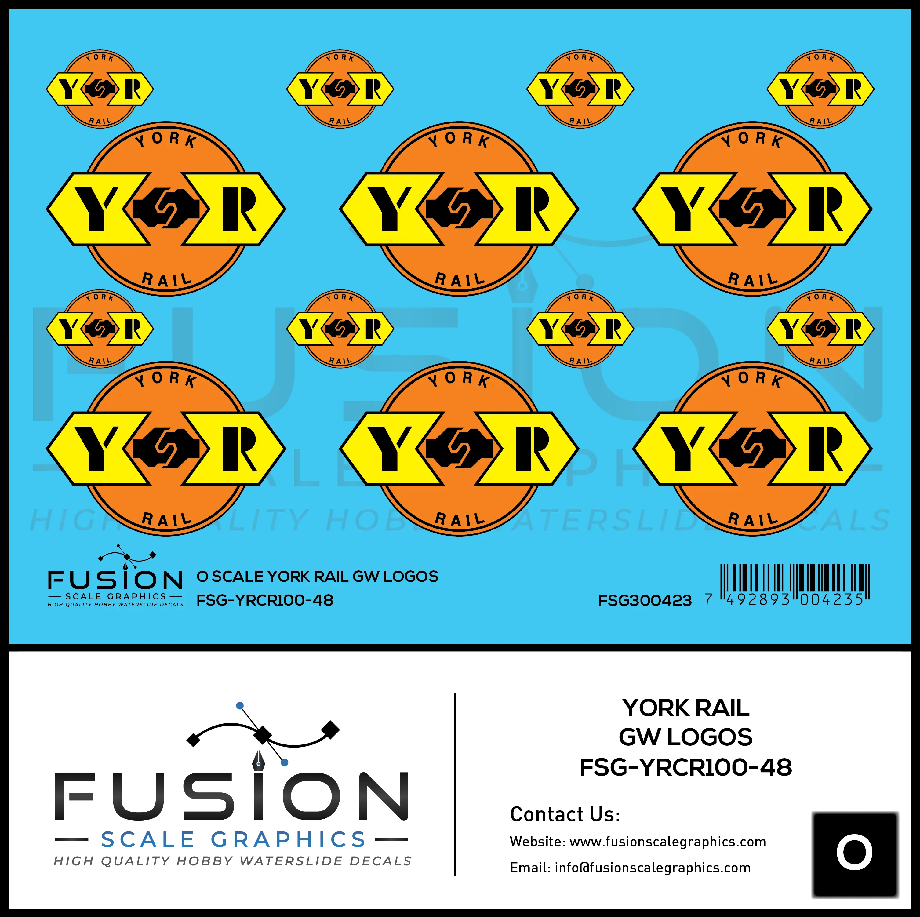 O Scale York Rail GW Logos Decal Set Fusion Scale Graphics