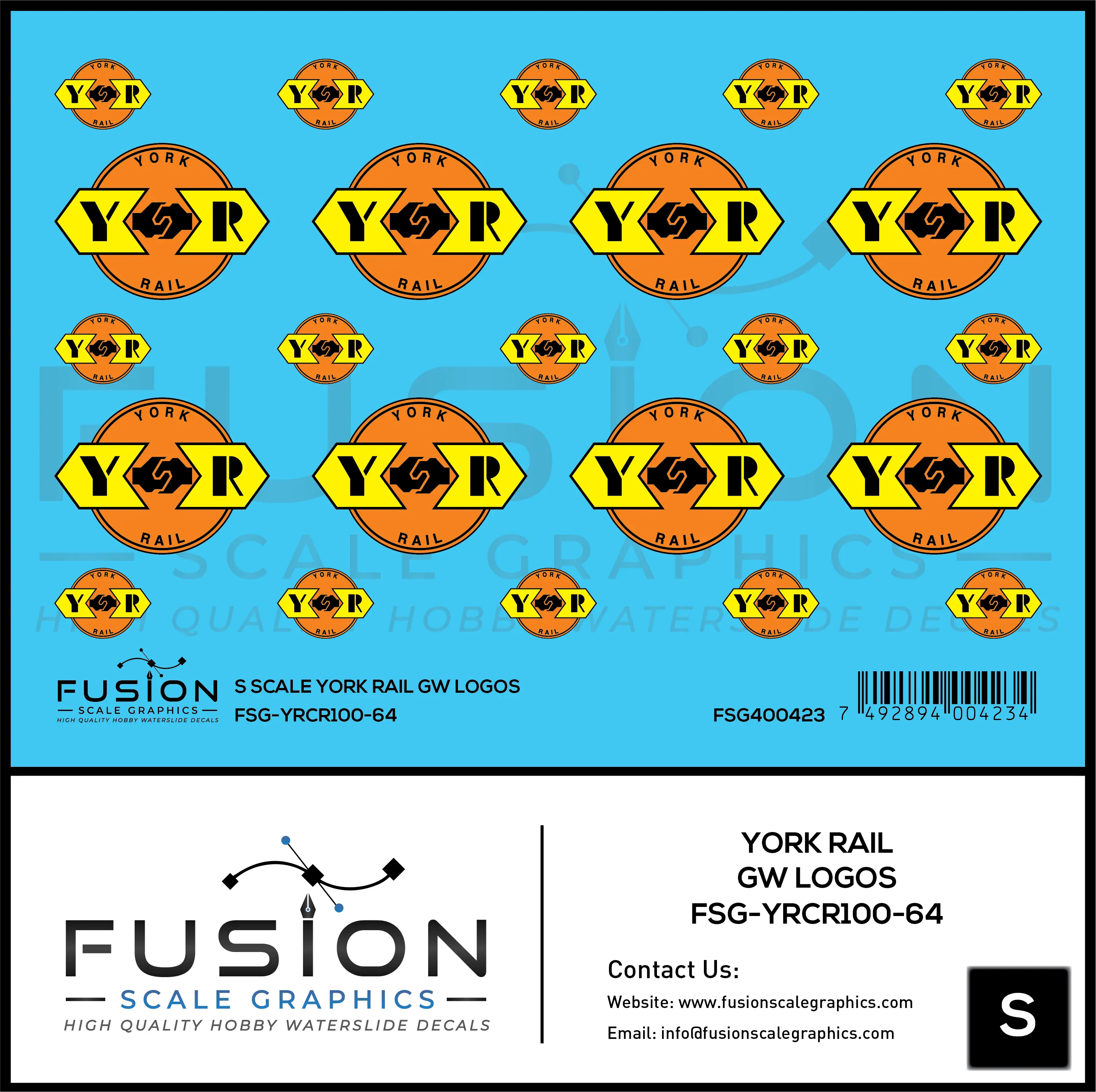 S Scale York Rail GW Logos Decal Set Fusion Scale Graphics
