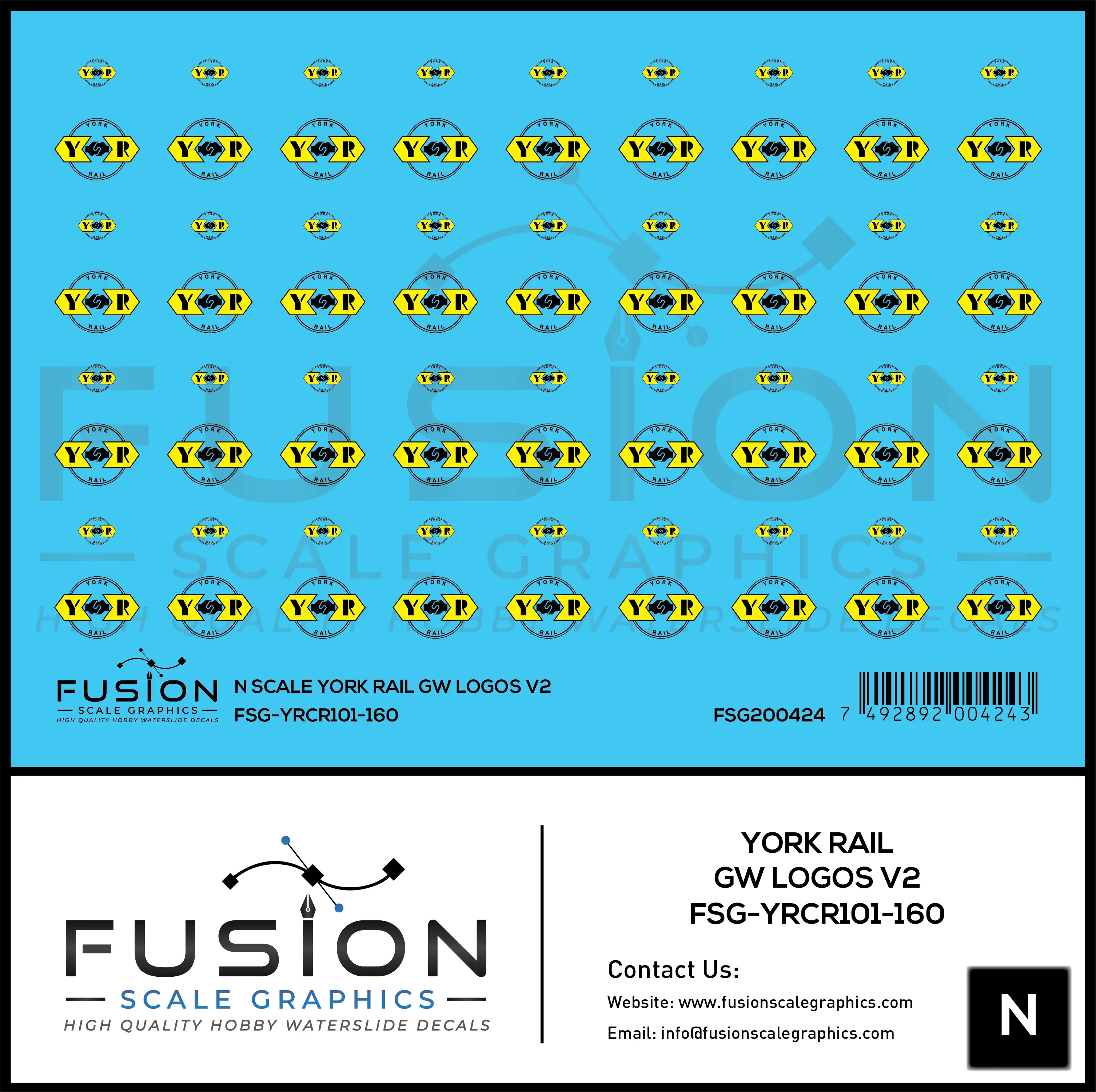N Scale York Rail GW Logos V2 Decal Set Fusion Scale Graphics