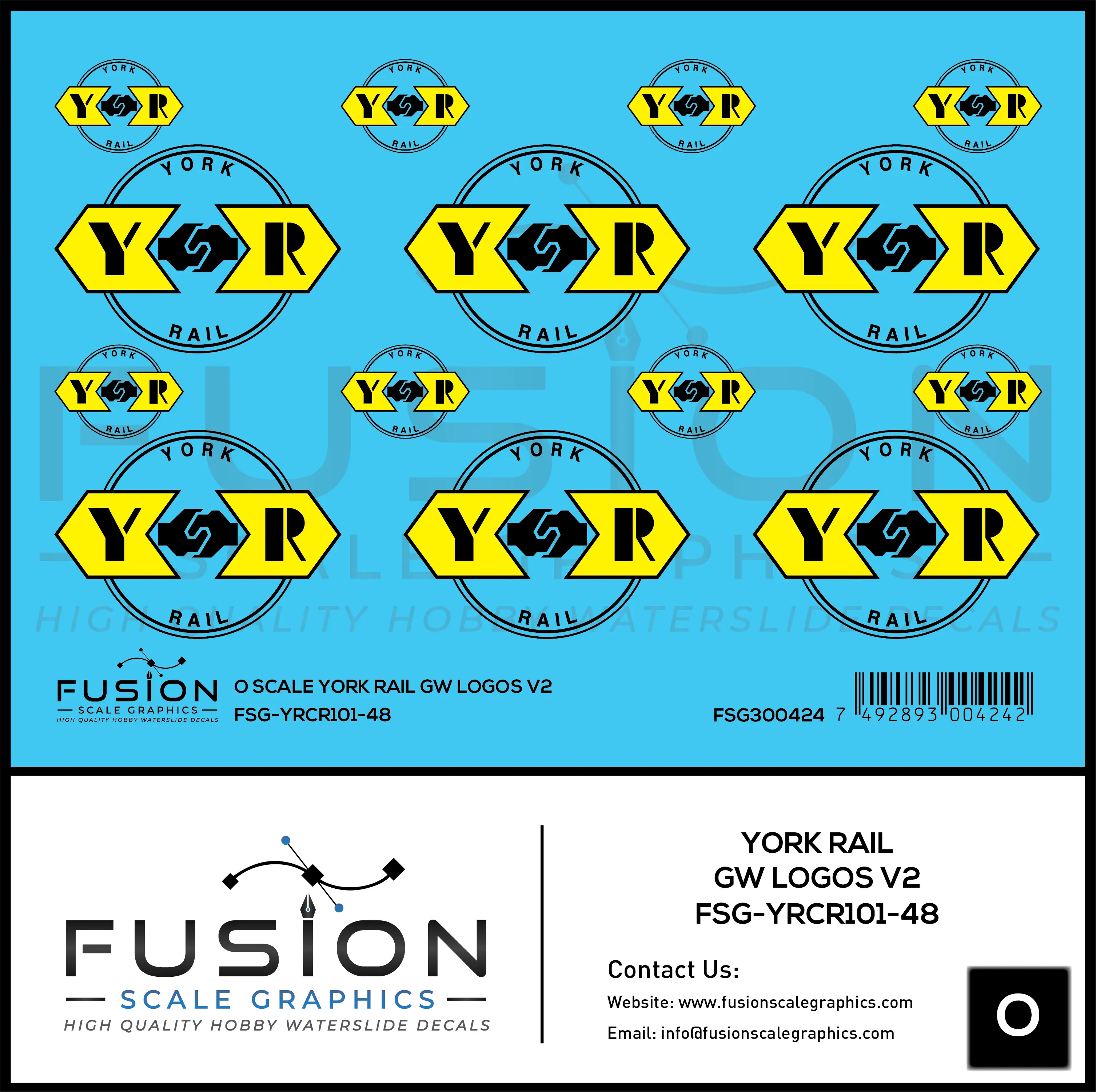 O Scale York Rail GW Logos V2 Decal Set Fusion Scale Graphics
