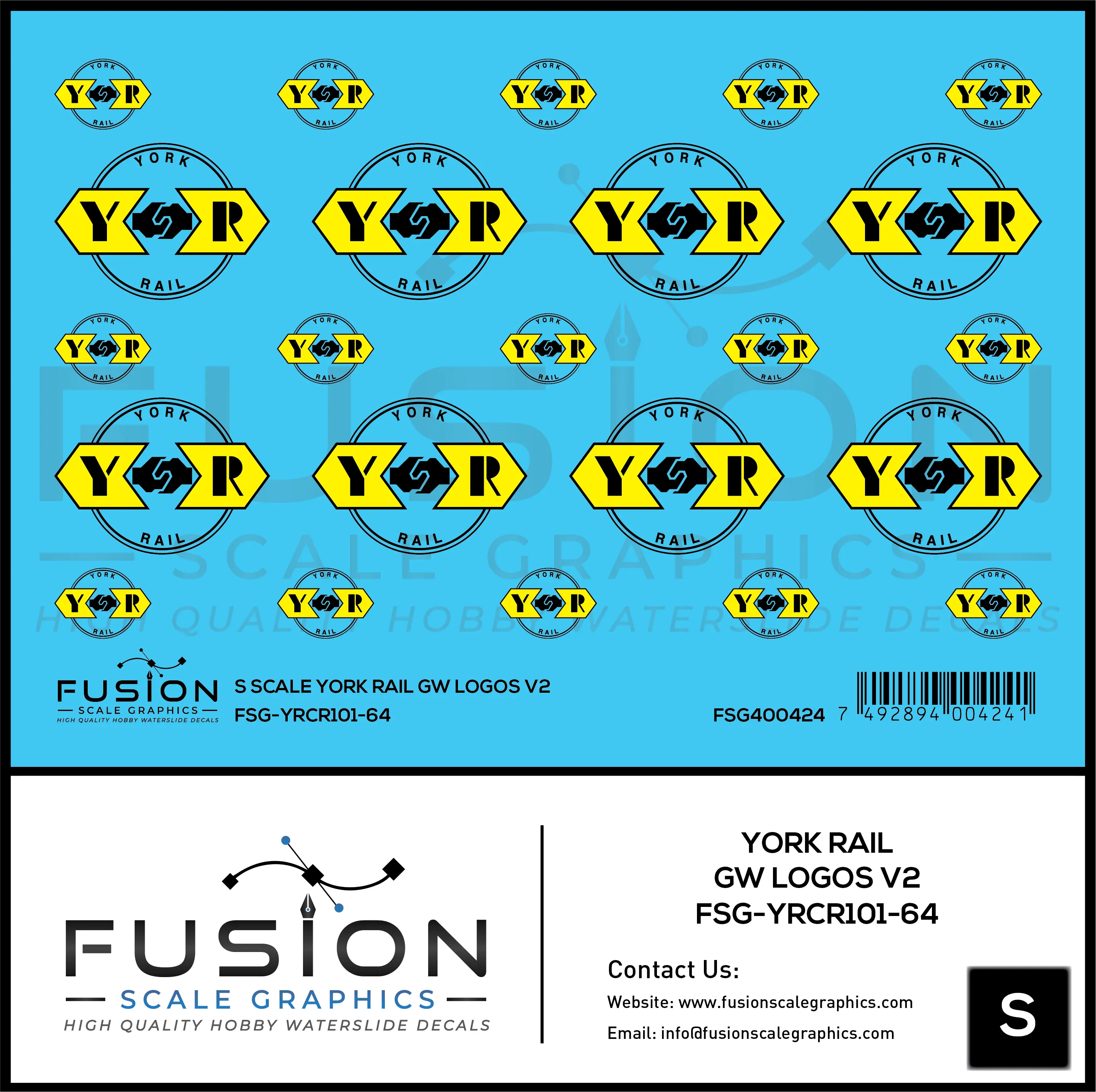 S Scale York Rail GW Logos V2 Decal Set Fusion Scale Graphics