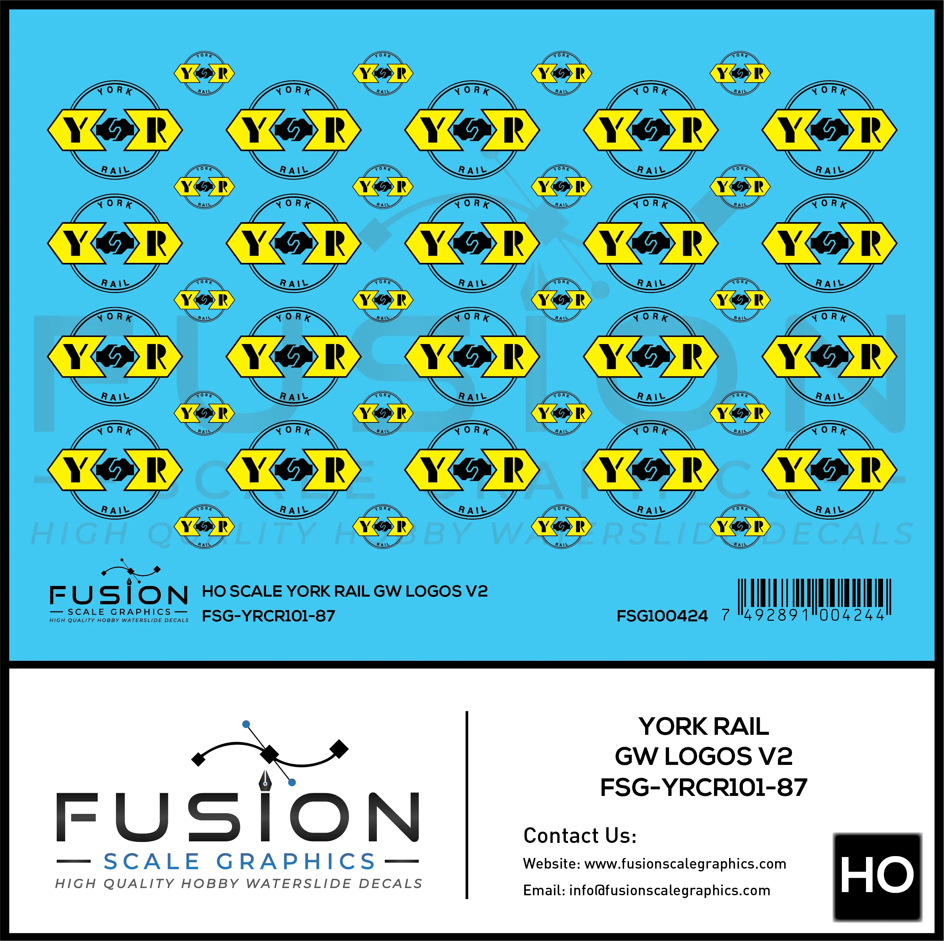 HO Scale York Rail GW Logos V2 Decal Set Fusion Scale Graphics