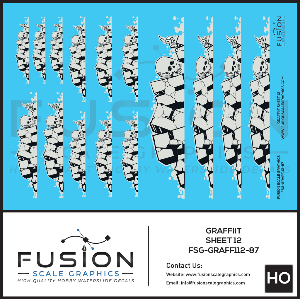 HO Scale Graffiti Decal Set 12 Fusion Scale Graphics