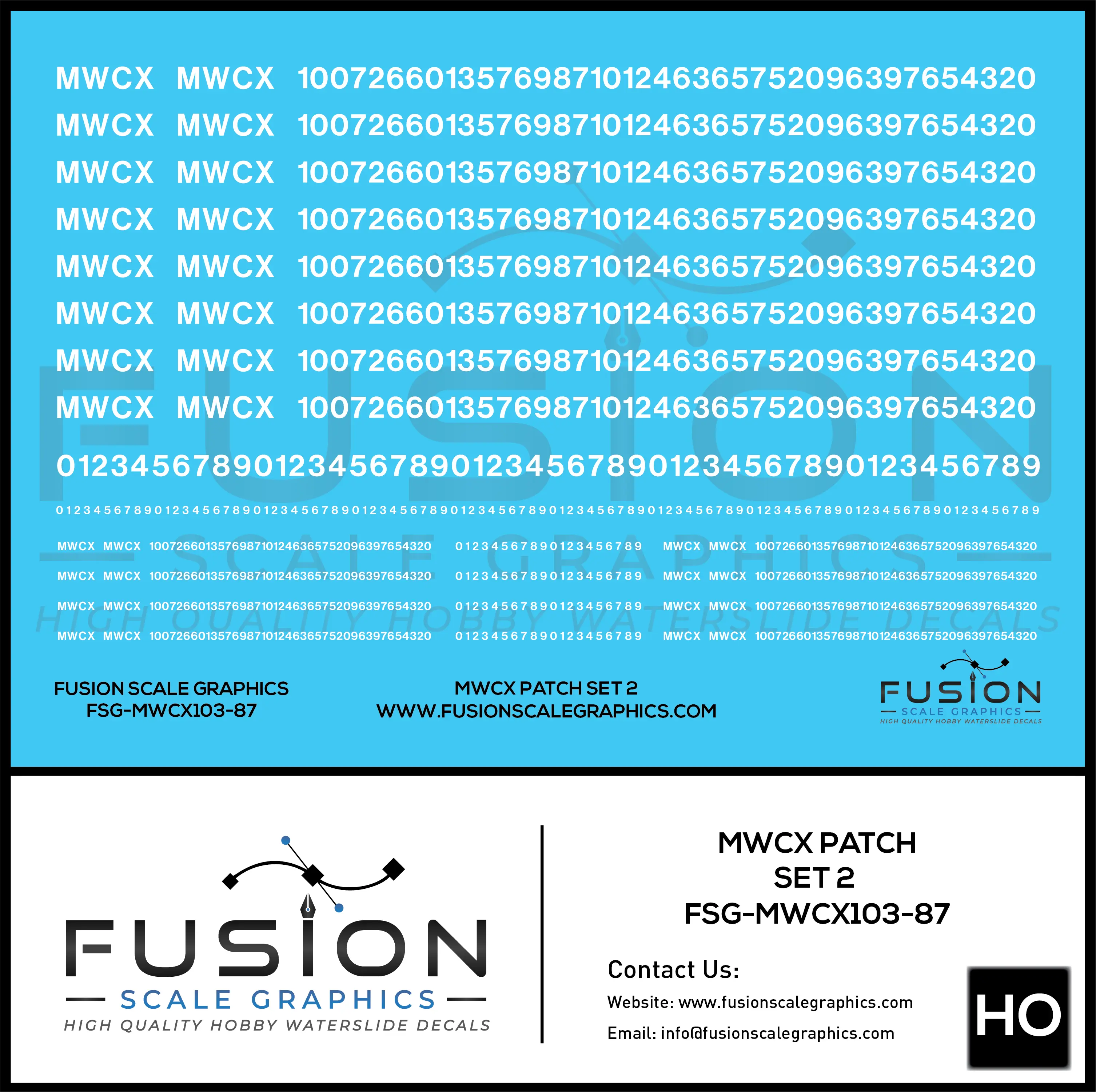 HO Scale MWCX Freight Car Patching Decal Set 2 Fusion Scale Graphics