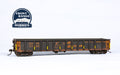 HO Scale Walthers Mainline 53' Railgon Gondola - Ready To Run -- Railgon GONX #310240 (as-built; black, yellow) (Weathered)