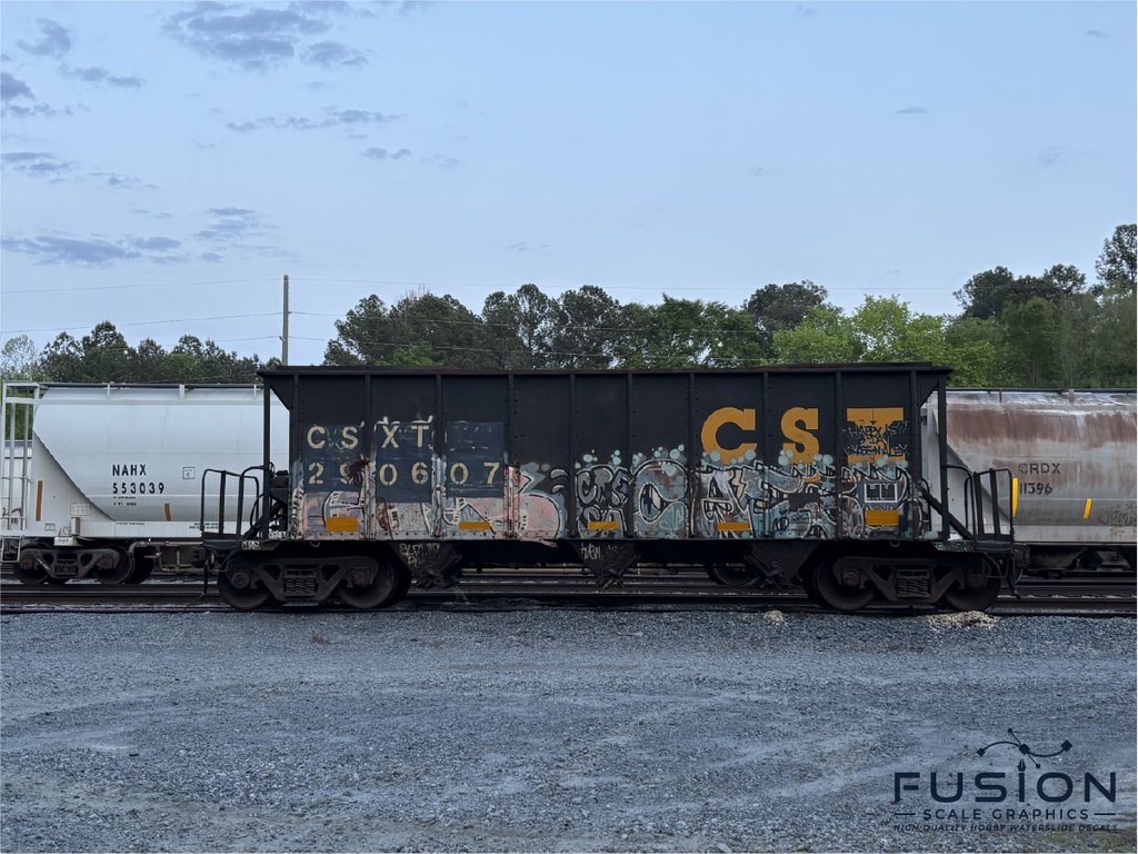 N Scale CSXT Yellow Freight Car Stencil Patch Decal Set