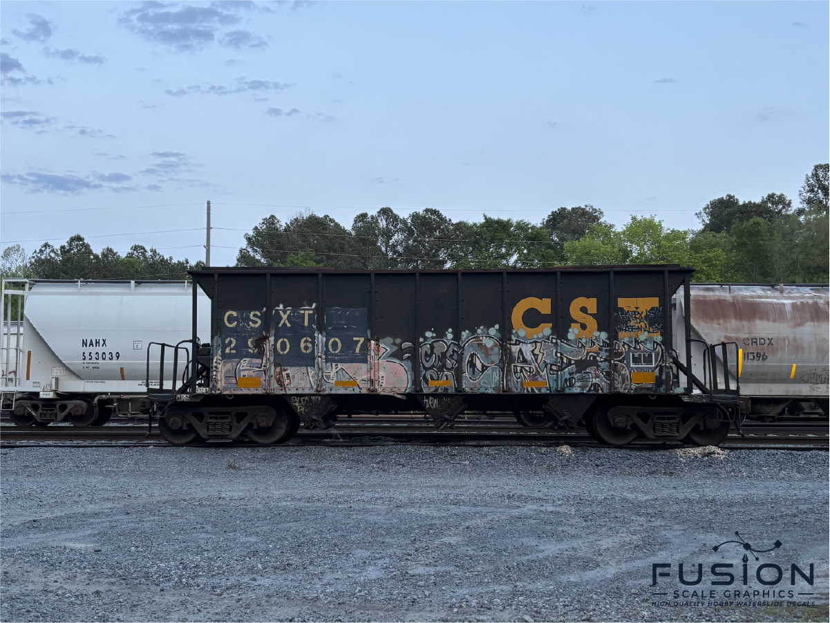 S Scale CSXT Yellow Freight Car Stencil Patch Decal Set