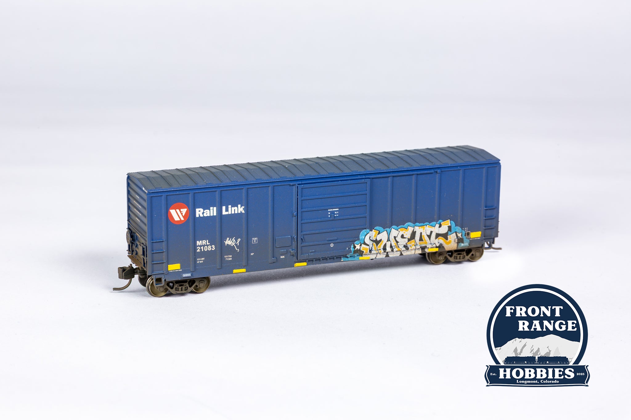 Intermountain 67525-02, N Scale 5277 Cu. Ft. Boxcar, Montana Rail Link Meatball #21083 (Weathered)