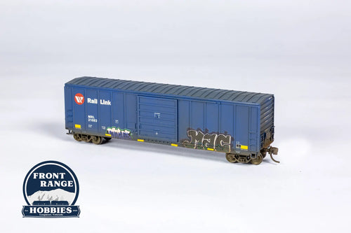 Intermountain 67525-02, N Scale 5277 Cu. Ft. Boxcar, Montana Rail Link Meatball #21083 (Weathered) Front Range Hobbies